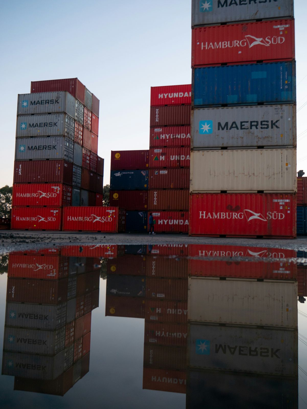 International shipping containers representing global trade and logistics